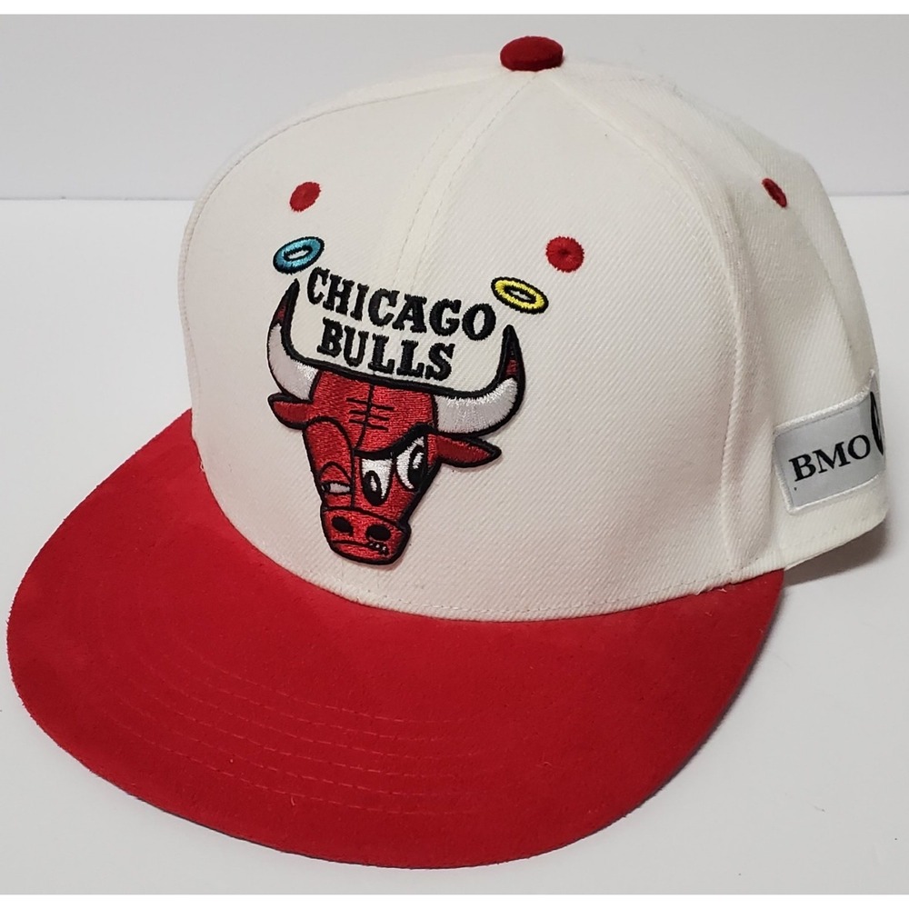 Chicago Bulls Baseball Cap White Suede Red Hat BMO 2021 SGA Art NWOT Melonwear